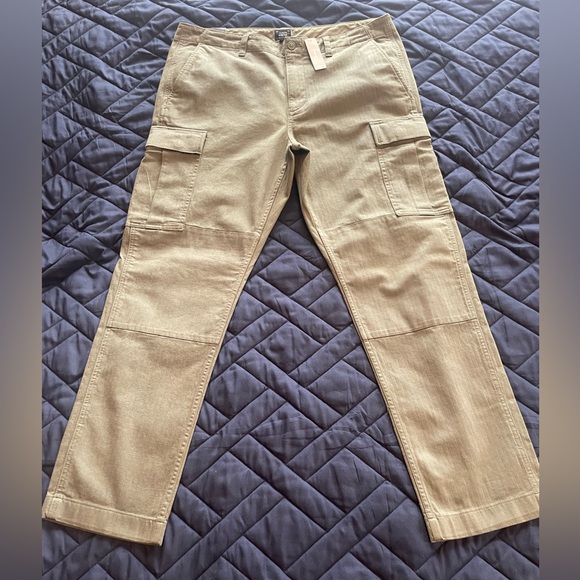 Men’s J Crew 770 Straight Stretch 36/30 Cargo Pants Olive Green - Picture 1 of 7